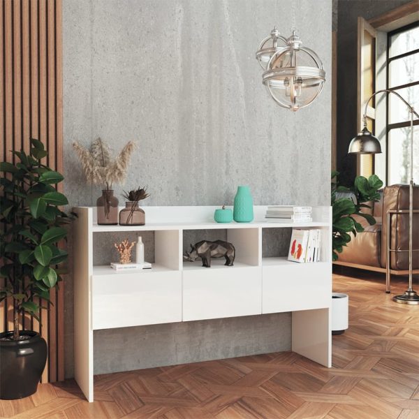 Credenza Bianco Lucido 105x30x70 Cm In Legno Multistrato - Image 3