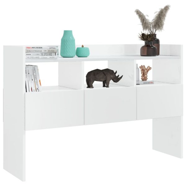 Credenza Bianco Lucido 105x30x70 Cm In Legno Multistrato - Image 4
