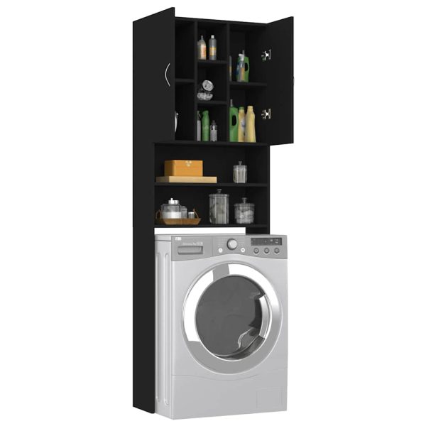 Mobile Per Lavatrice Nero 64x25,5x190 cm - Image 6