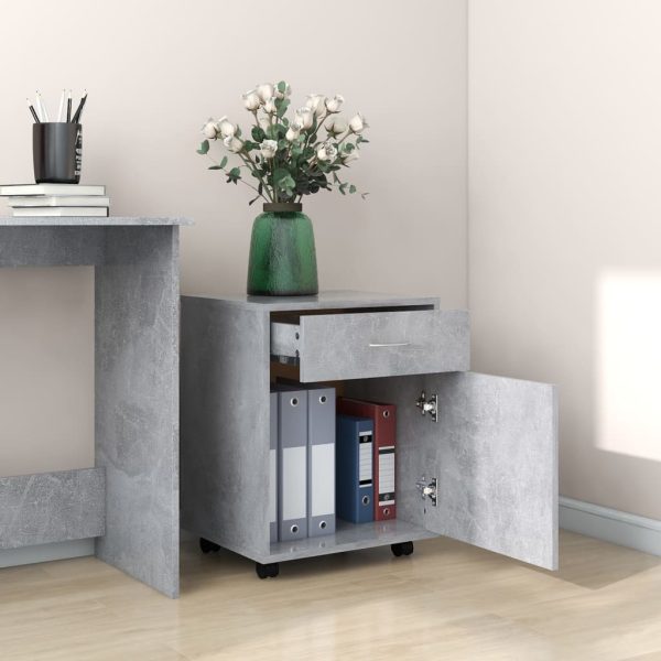 Mobiletto Con Ruote Grigio Cemento 45x38x54cm Legno Multistrato - Image 3