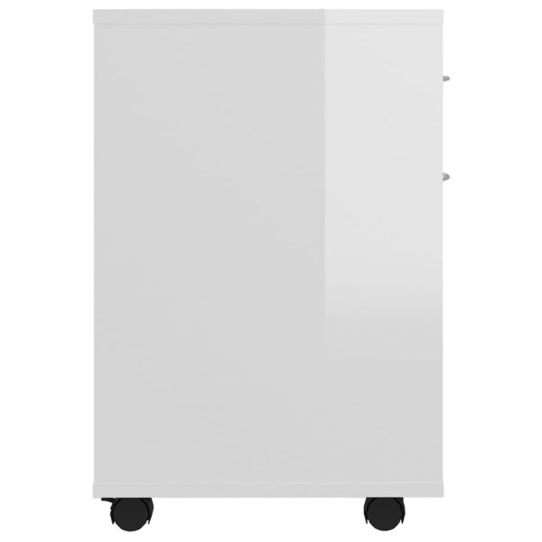 Mobiletto Con Ruote Bianco Lucido 45x38x54cm Legno Multistrato - Image 5