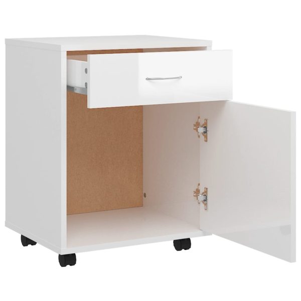 Mobiletto Con Ruote Bianco Lucido 45x38x54cm Legno Multistrato - Image 6