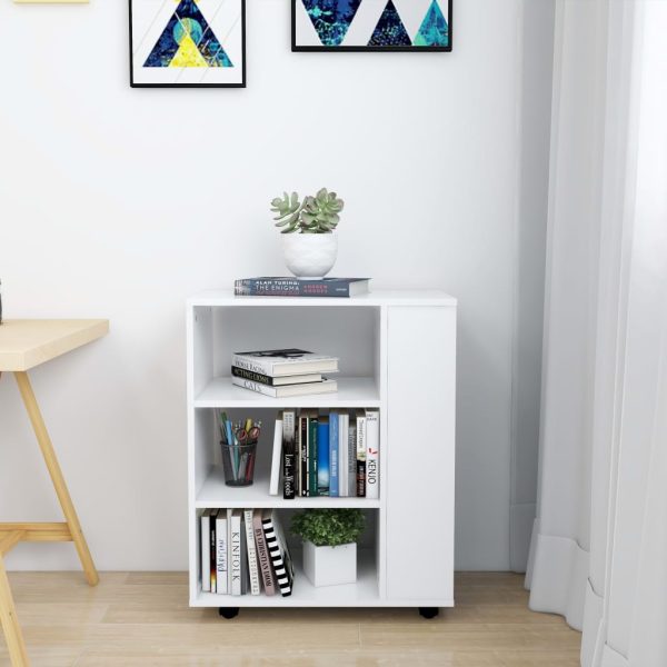 Mobiletto Con Rotelle Bianco 60x35x75cm In Legno Ingegnerizzato - Image 3