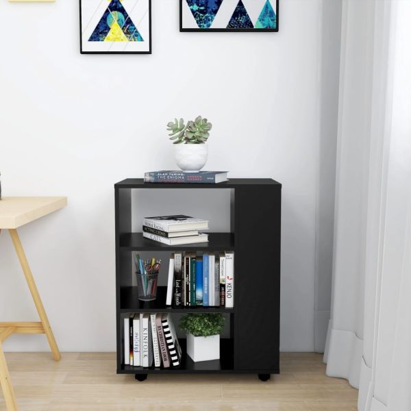 Mobiletto Con Ruote Nero 60x35x75 Cm In Legno Multistrato - Image 3