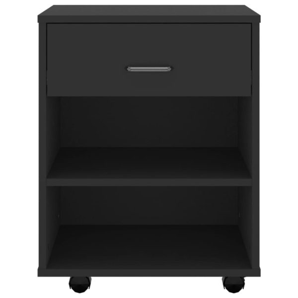 Mobiletto Con Ruote Nero 46x36x59 Cm In Legno Multistrato - Image 4