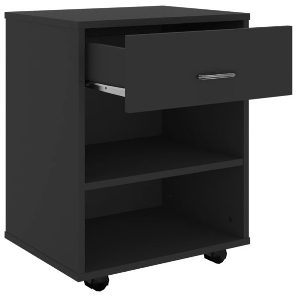 Mobiletto Con Ruote Nero 46x36x59 Cm In Legno Multistrato - Image 6
