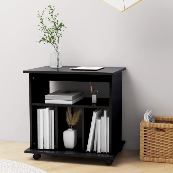 Mobiletto Con Ruote Nero 60x45x60 Cm In Legno Multistrato - Image 3