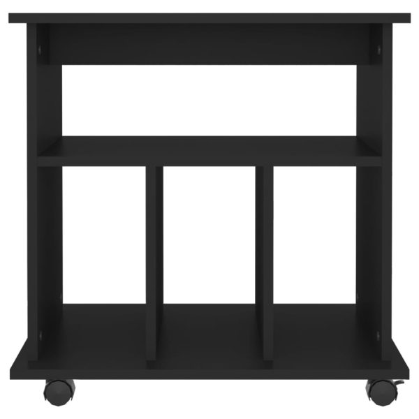 Mobiletto Con Ruote Nero 60x45x60 Cm In Legno Multistrato - Image 4