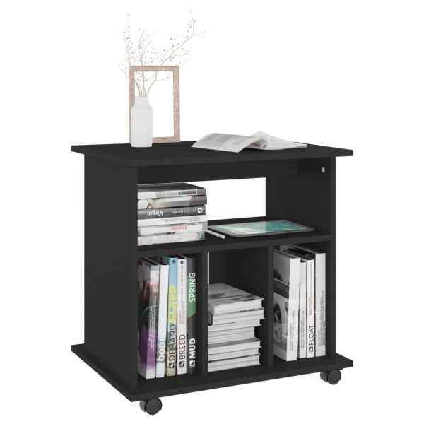 Mobiletto Con Ruote Nero 60x45x60 Cm In Legno Multistrato - Image 6