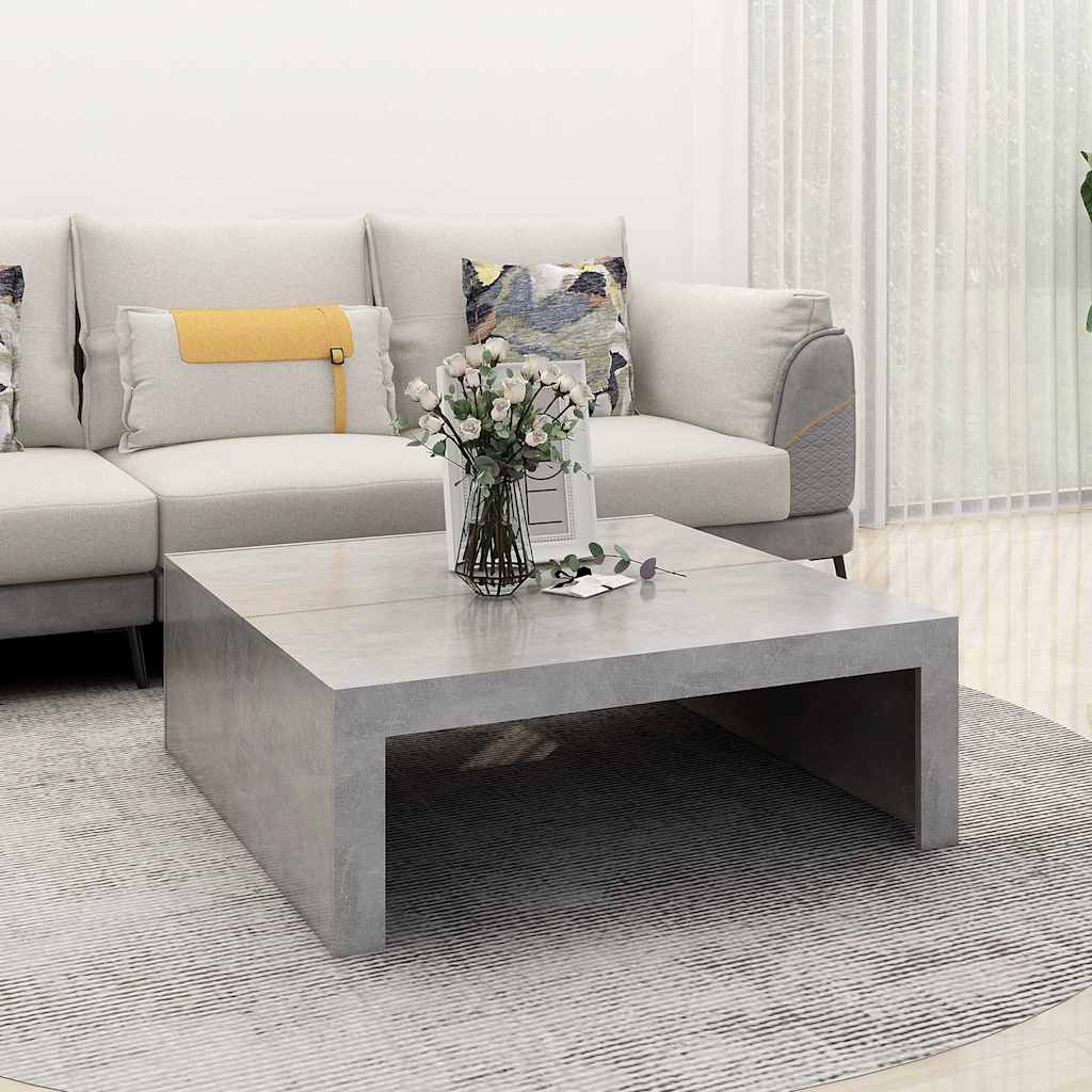 Tavolino Da Salotto Grigio Cemento 100x100x35 Cm Truciolato