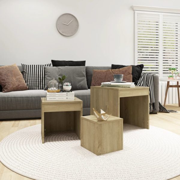 Tavolini Impilabili 3 Pz Rovere Sonoma In Truciolato - Image 3