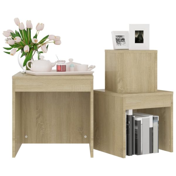 Tavolini Impilabili 3 Pz Rovere Sonoma In Truciolato - Image 4