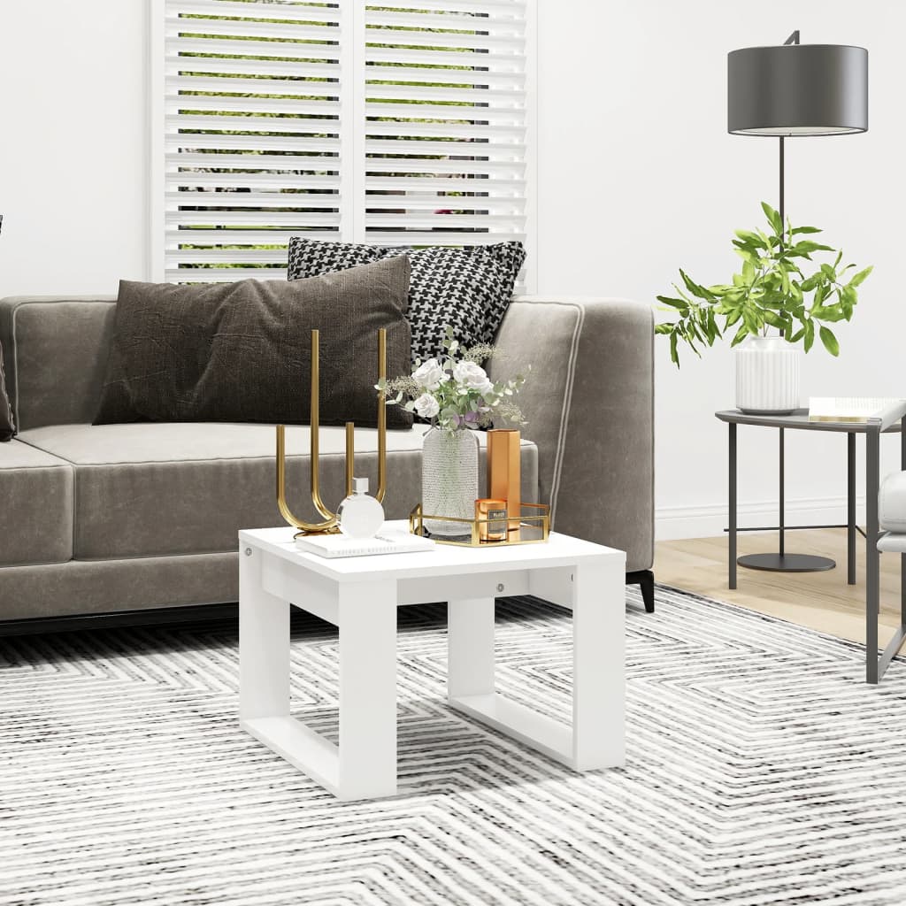 Tavolino Bianco 50x30x50 Cm In Legno Multistrato