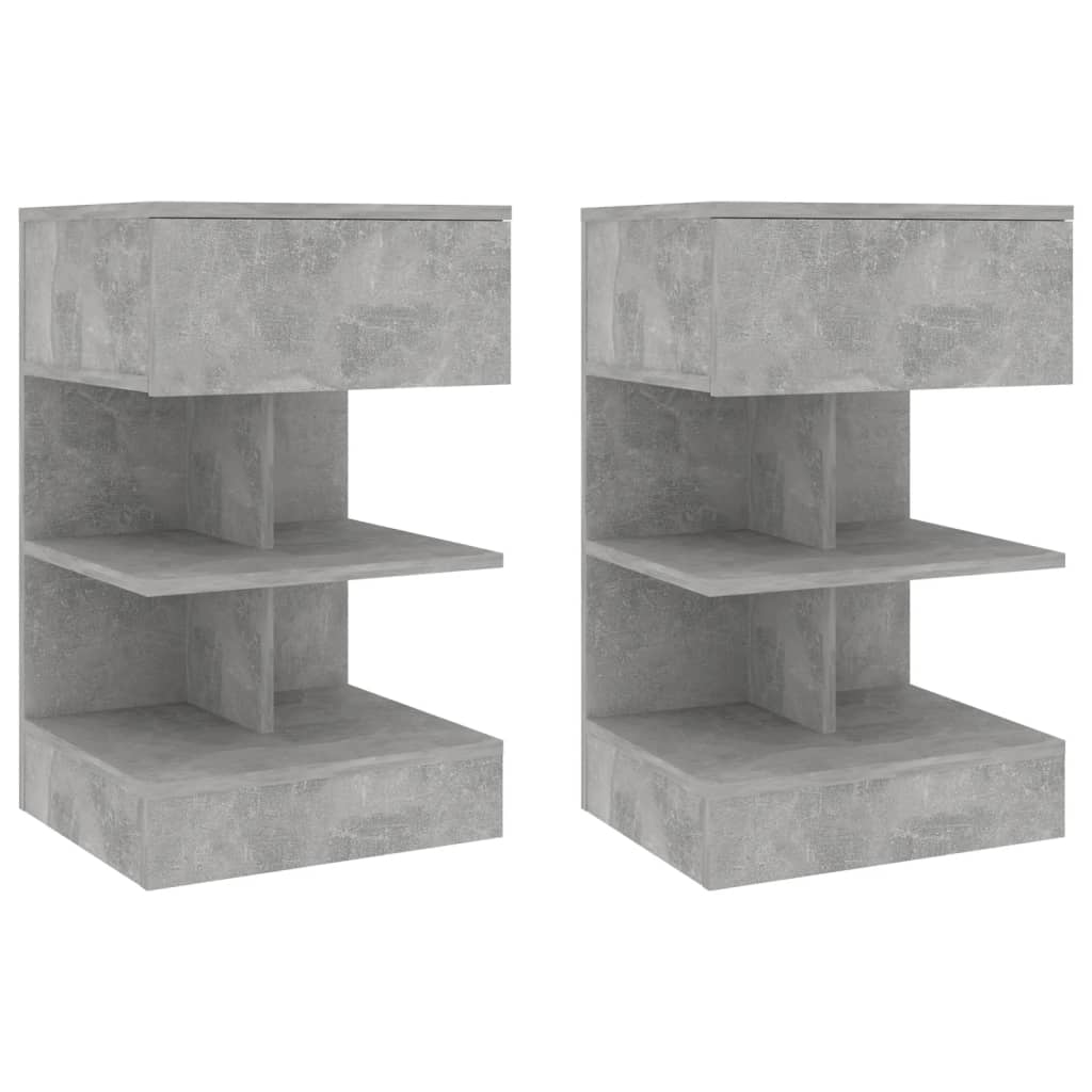 Comodini 2 Pz Grigio Cemento 40x35x65 cm