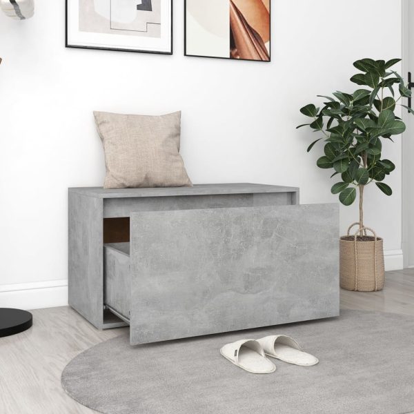 Panca Da Ingresso 80x40x45 Cm Grigio Cemento In Truciolato - Image 3