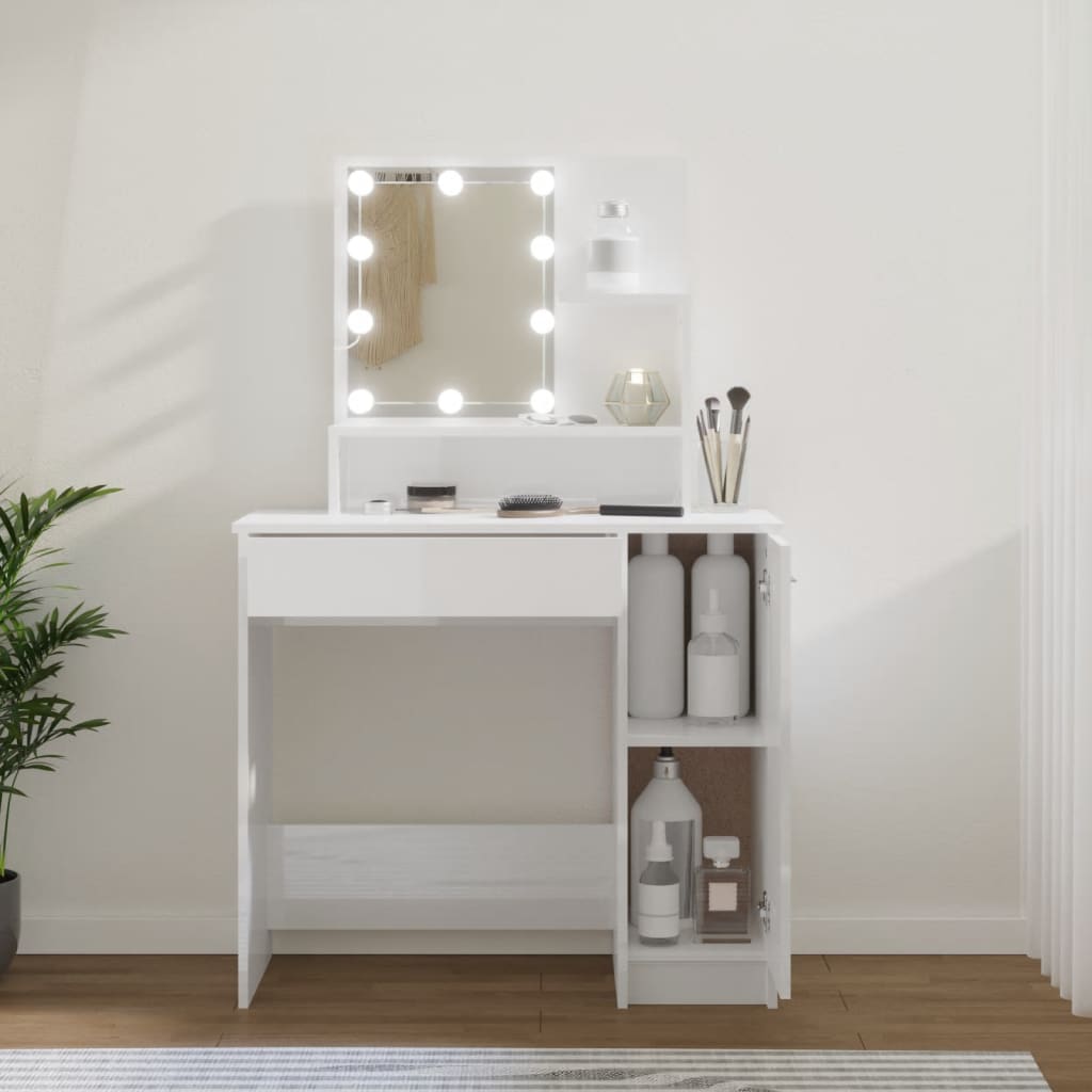 Toeletta Con Led Bianco Lucido 86,5x35x136 cm