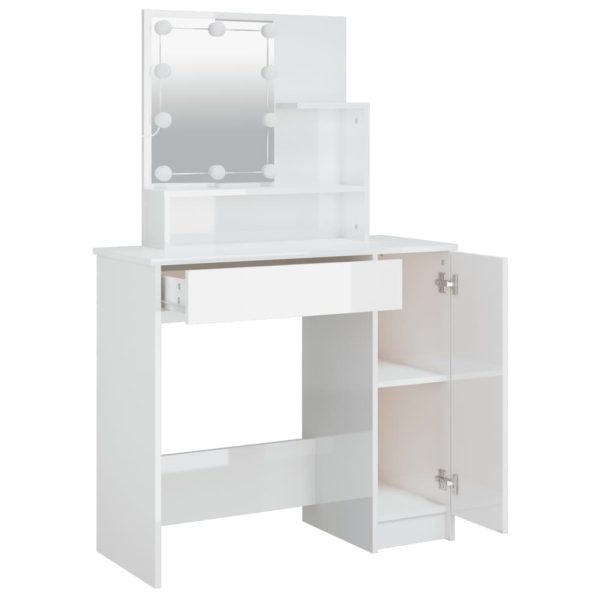 Toeletta Con Led Bianco Lucido 86,5x35x136 cm - Image 4