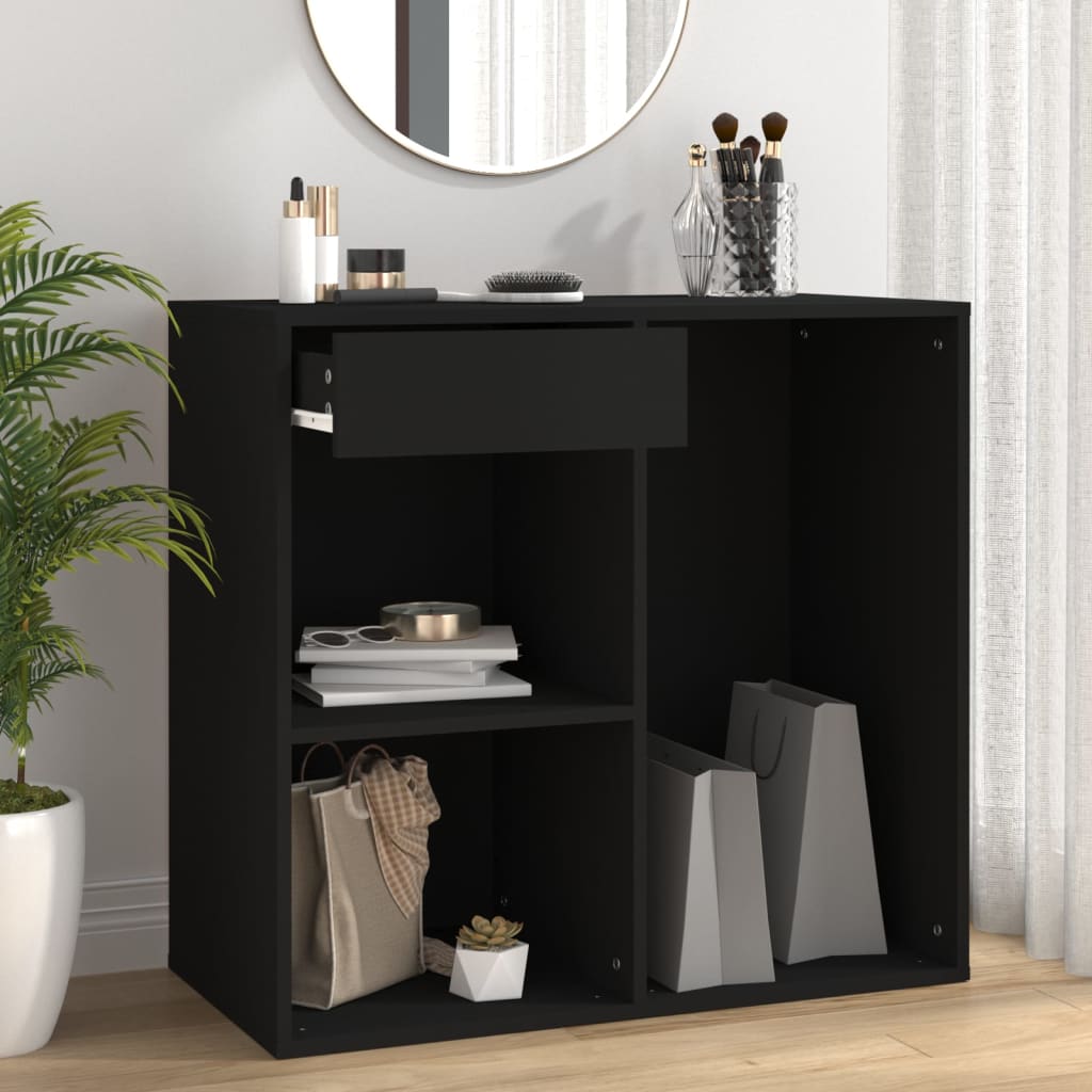 Armadietto Per Cosmetici Nero 80x40x75 Cm In Legno Multistrato