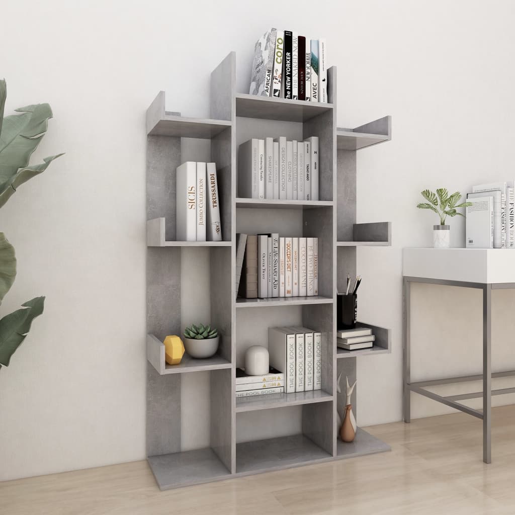 Libreria Grigio Cemento 86x25,5x140 Cm In Truciolato