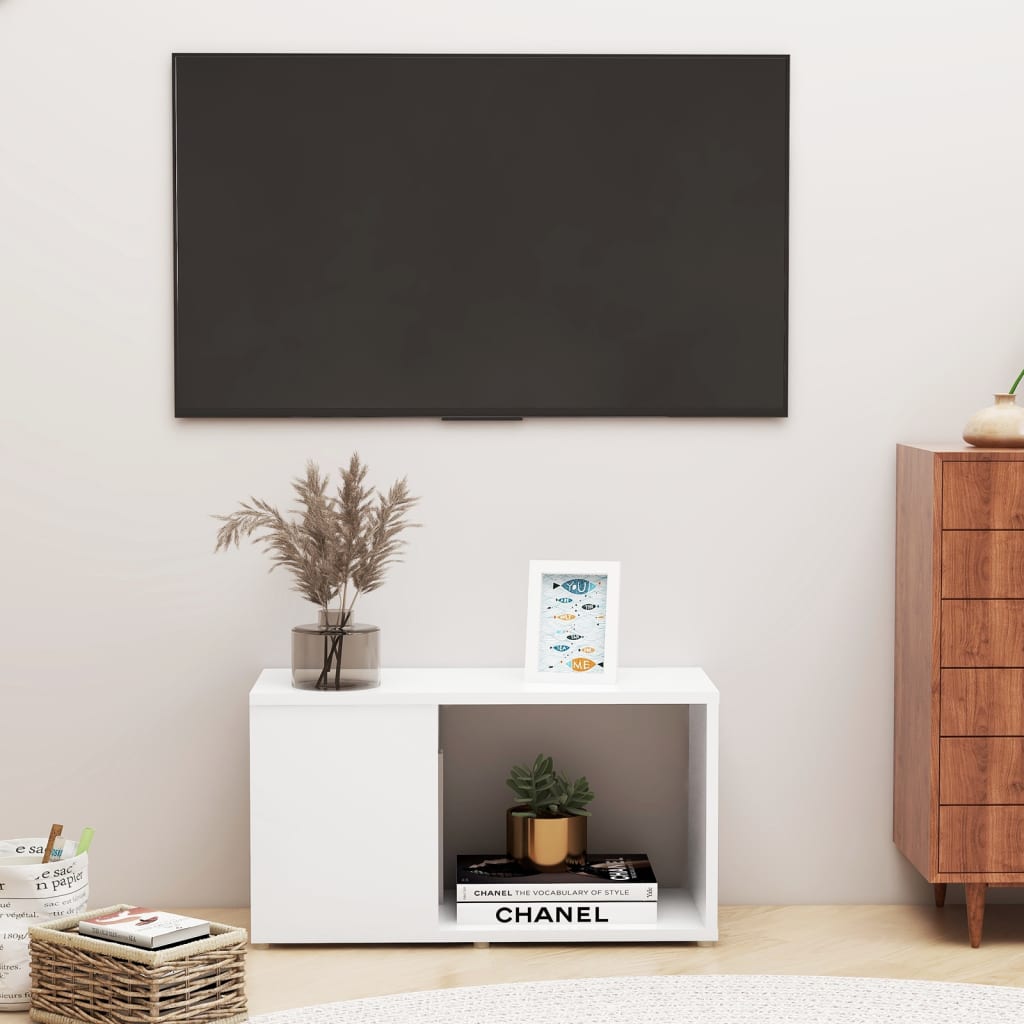 Mobile Porta Tv Bianco 60x24x32 Cm In Legno Multistrato
