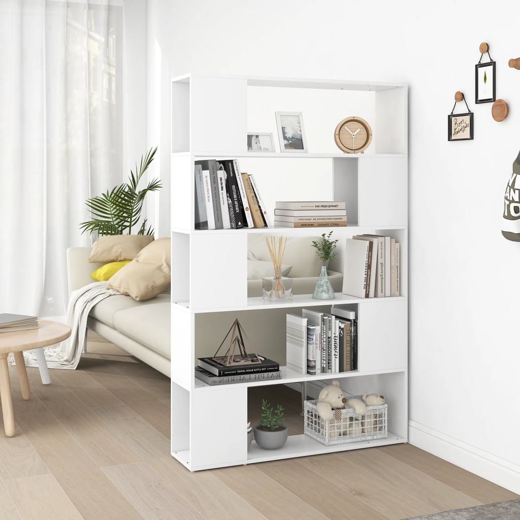 Libreria/divisorio Bianco 100x24x155 Cm In Legno Multistrato