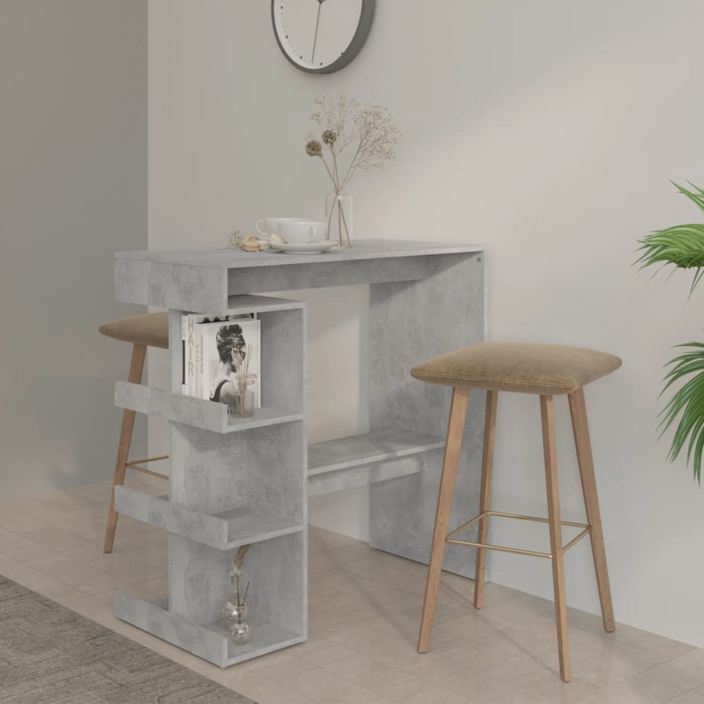 Tavolo Bar Con Ripiani Grigio Cemento 100x50x101,5cm Truciolato