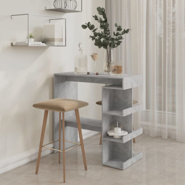 Tavolo Bar Con Ripiani Grigio Cemento 100x50x101,5cm Truciolato - Image 3