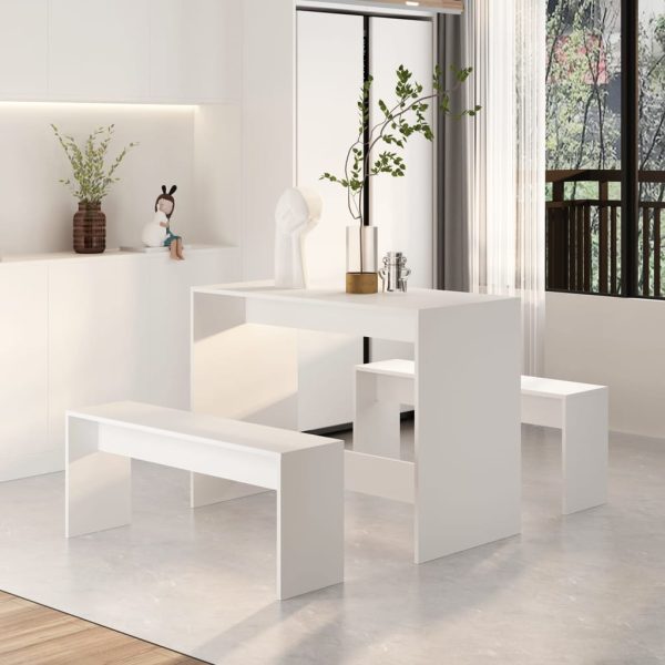 Set Da Pranzo 3 Pz Bianco In Legno Multistrato - Image 3