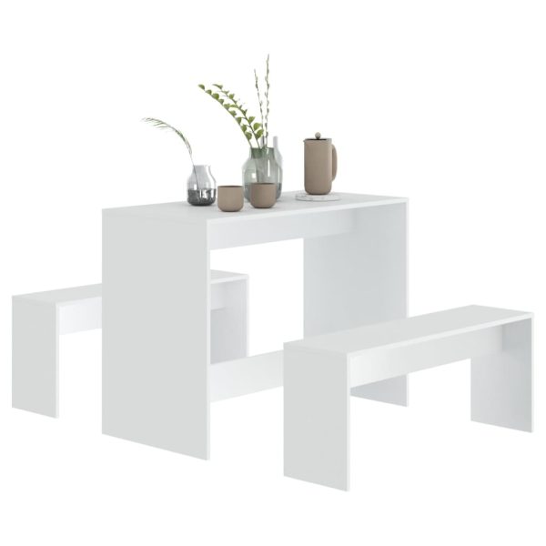 Set Da Pranzo 3 Pz Bianco In Legno Multistrato - Image 4