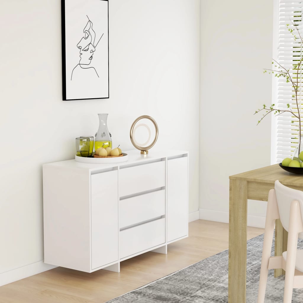 Credenza Con 3 Cassetti Bianca 120x41x75 Cm In Truciolato