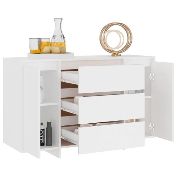 Credenza Con 3 Cassetti Bianca 120x41x75 Cm In Truciolato - Image 3