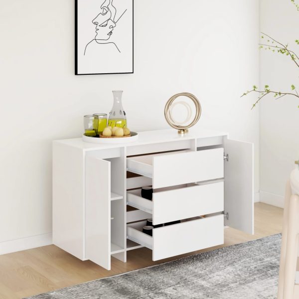 Credenza Con 3 Cassetti Bianca 120x41x75 Cm In Truciolato - Image 4