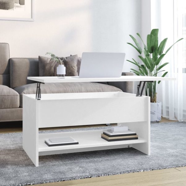 Tavolino Da Salotto Bianco 80x50x40 Cm In Legno Multistrato