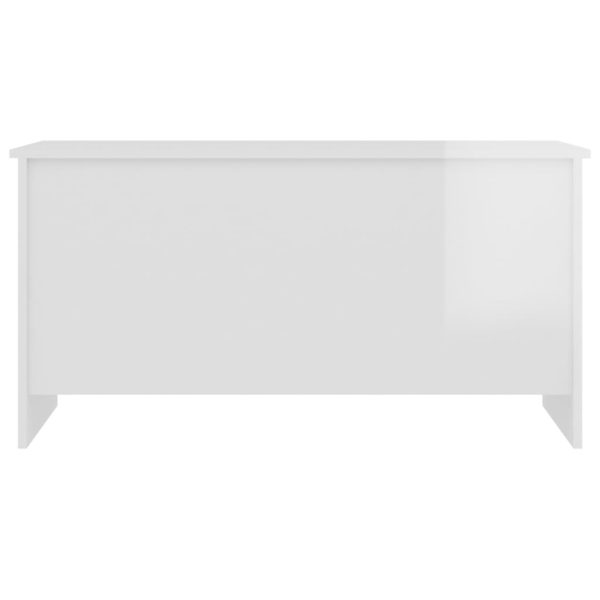 Tavolino Bianco Lucido 102x55,5x52,5 Cm In Legno Multistrato - Image 4