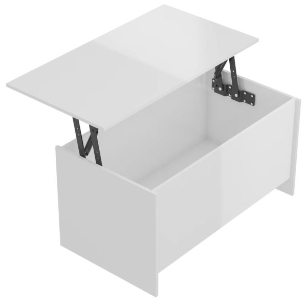 Tavolino Bianco Lucido 102x55,5x52,5 Cm In Legno Multistrato - Image 6