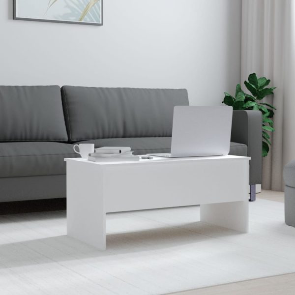 Tavolino Da Salotto Bianco 102x50,5x46,5cm In Legno Multistrato - Image 3