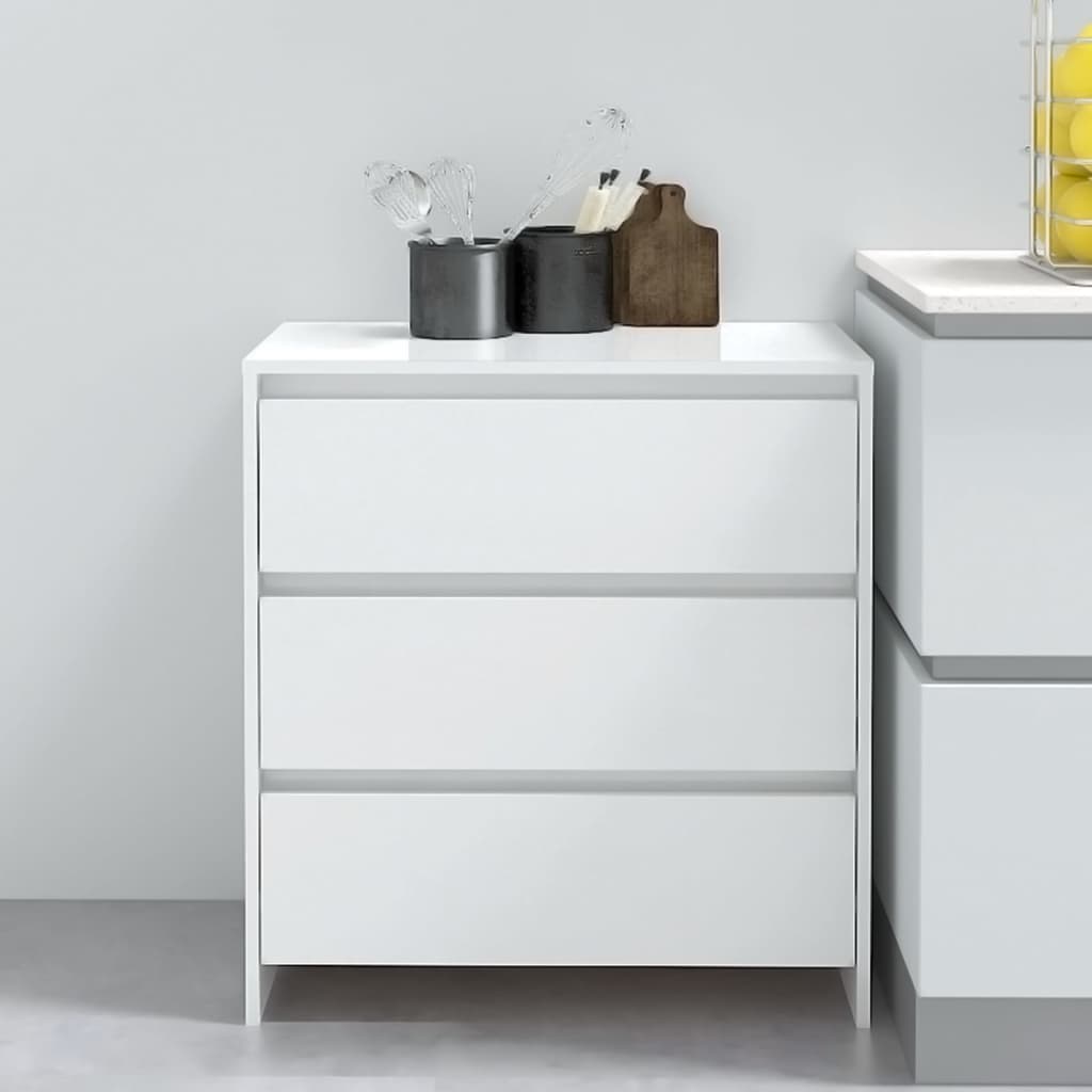 Credenza Bianco Lucido 70x41x75 Cm In Truciolato