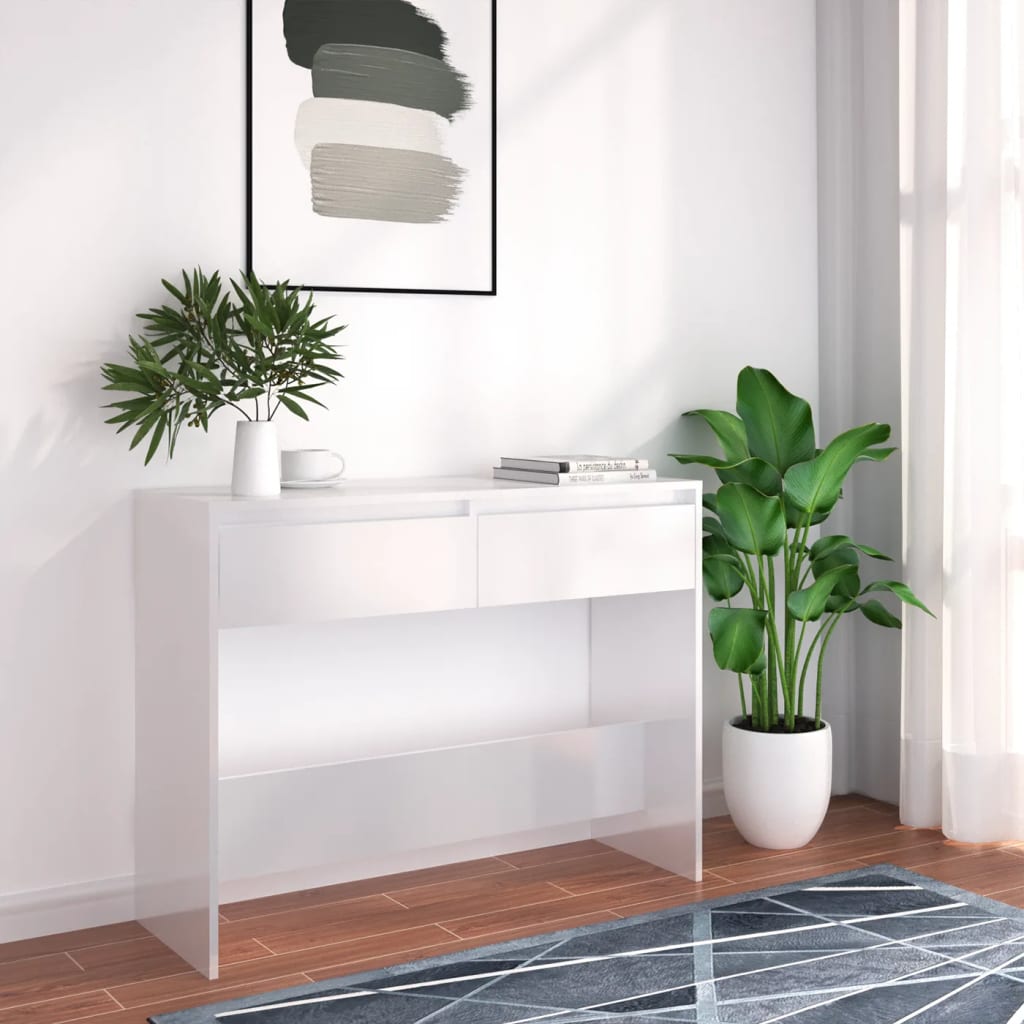 Tavolo Consolle Bianco 100x35x76,5 Cm In Truciolato
