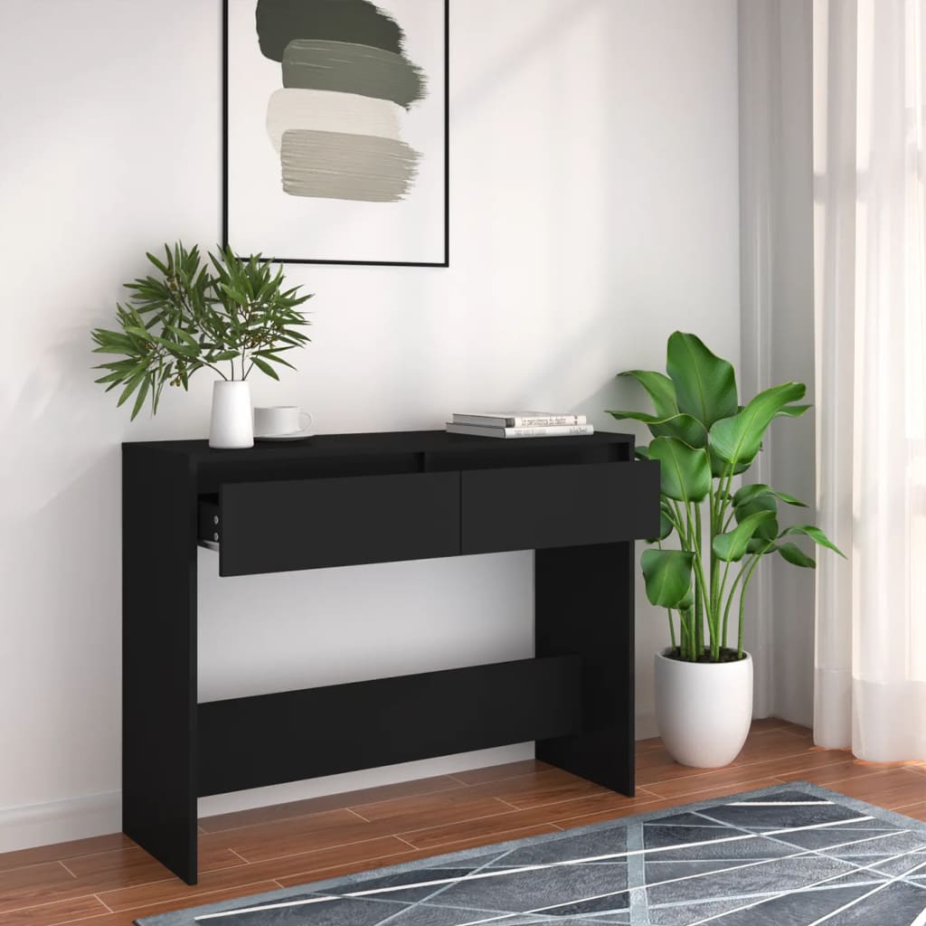 Tavolo Consolle Nero 100x35x76,5 Cm In Truciolato