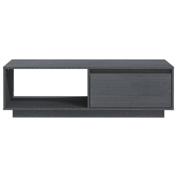 Tavolino Da Salotto Grigio 110x50x33,5cm Legno Massello Di Pino - Image 5