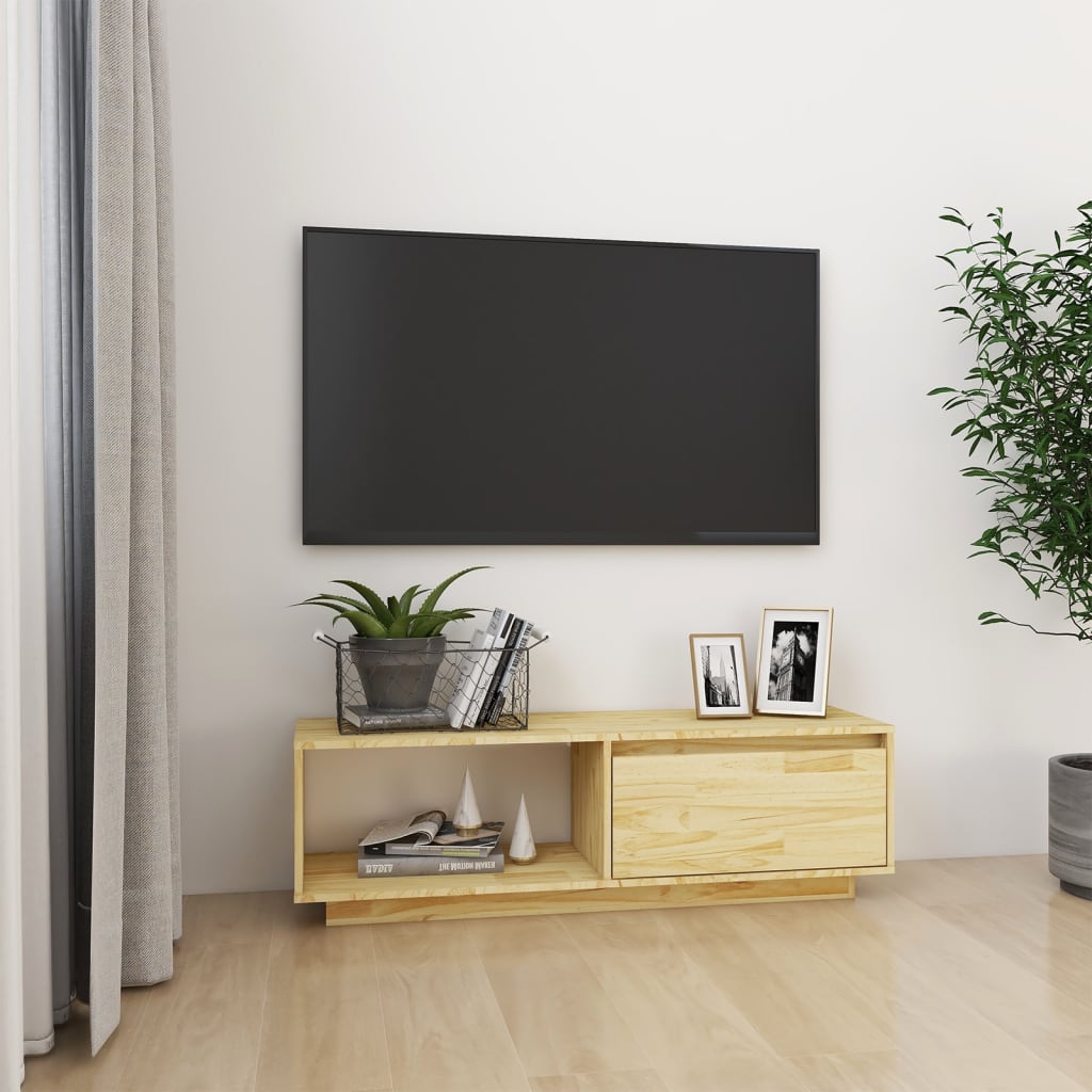 Mobile Porta Tv 110x30x33,5 Cm In Legno Massello Di Pino