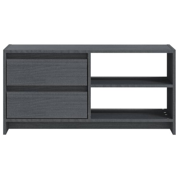 Mobile Porta Tv Grigio 80x31x39 Cm In Legno Massello Di Pino - Image 5