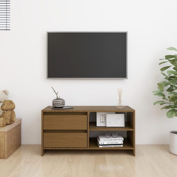 Mobile Porta Tv Marrone Ambra 80x31x39 Cm In Legno Di Pino - Image 3