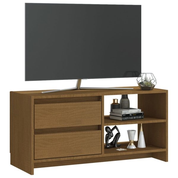 Mobile Porta Tv Marrone Ambra 80x31x39 Cm In Legno Di Pino - Image 4
