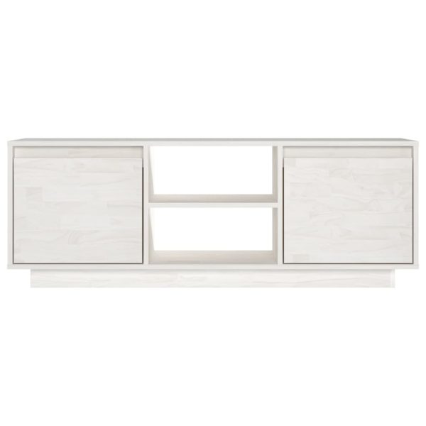 Mobile Porta Tv Bianco 110x30x40 Cm In Legno Massello Di Pino - Image 5