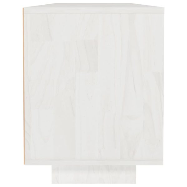 Mobile Porta Tv Bianco 110x30x40 Cm In Legno Massello Di Pino - Image 6