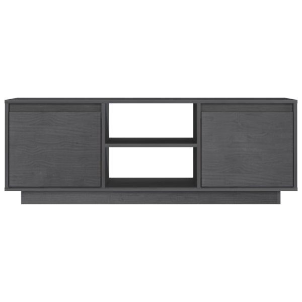 Mobile Porta Tv Grigio 110x30x40 Cm In Legno Massello Di Pino - Image 5