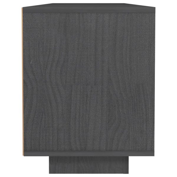 Mobile Porta Tv Grigio 110x30x40 Cm In Legno Massello Di Pino - Image 6