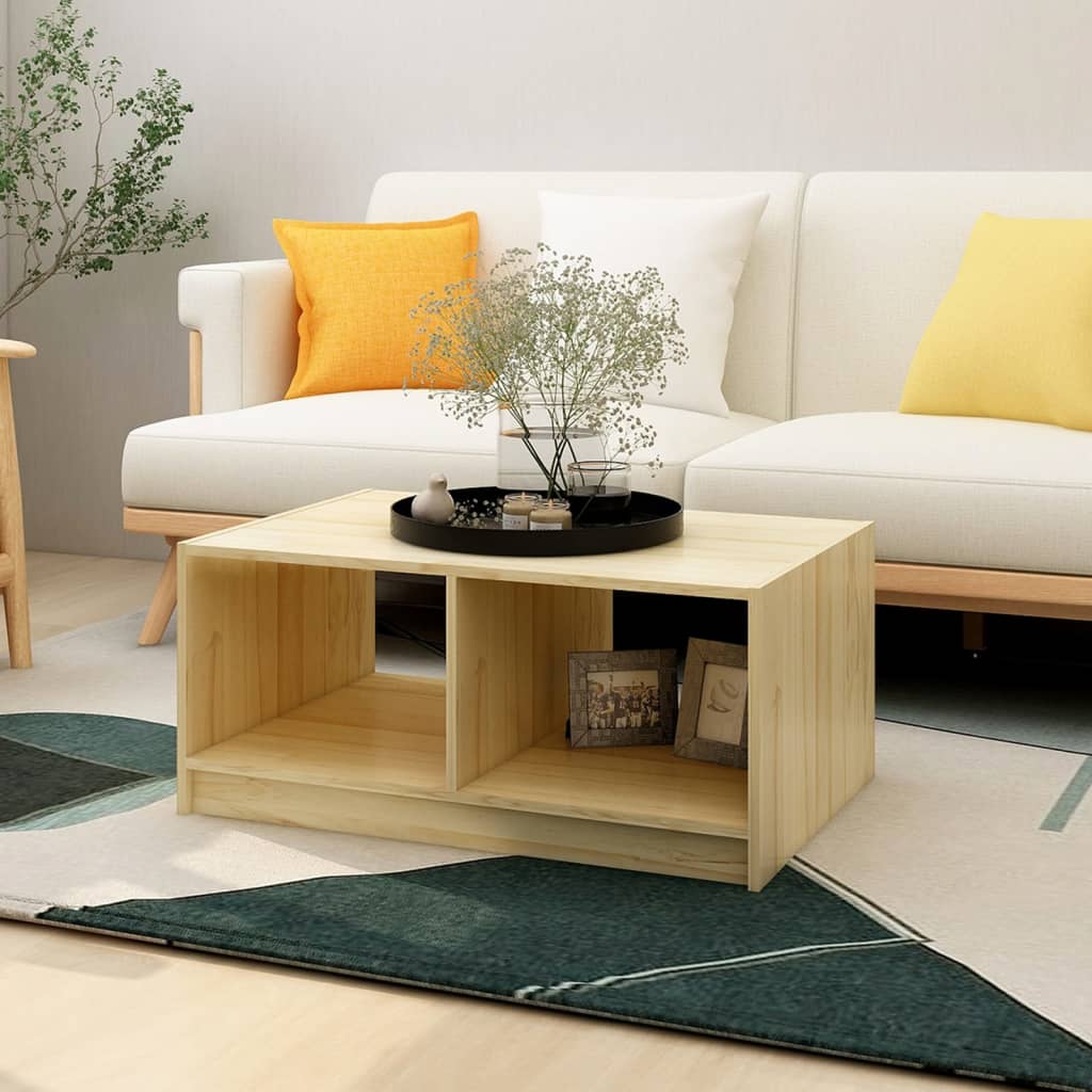 Tavolino Da Salotto 75x50x33,5 Cm Legno Massello Di Pino