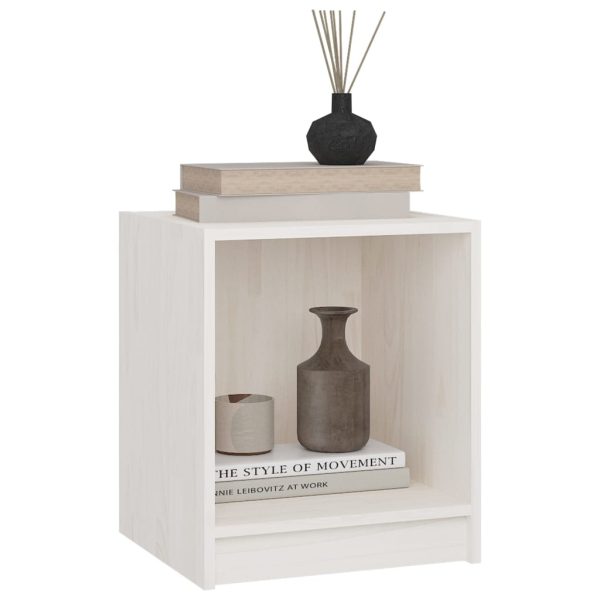 Comodini 2 Pz Bianchi 35,5x33,5x41,5 Cm Legno Massello Di Pino - Image 4